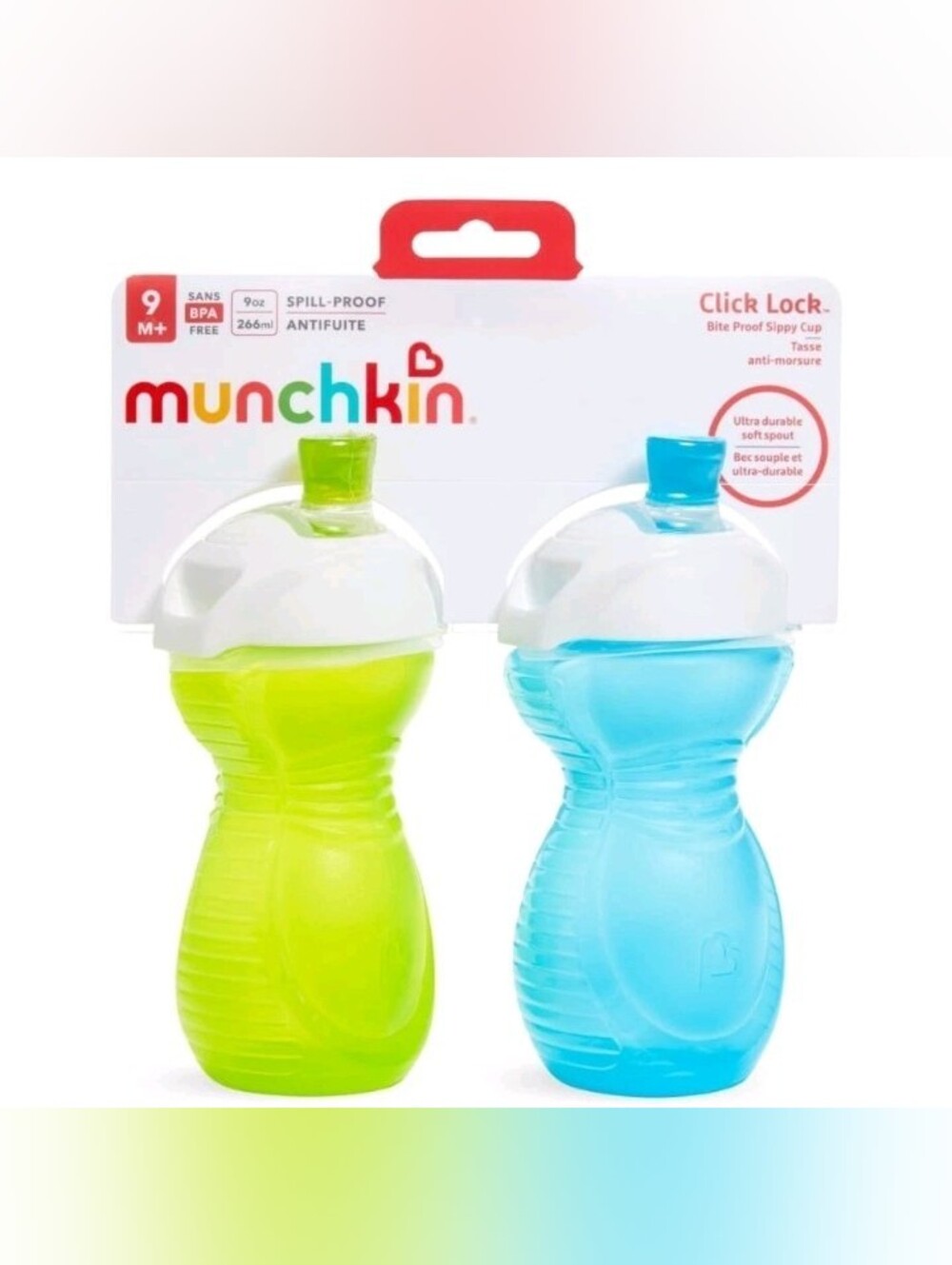 Munchkin Sippy Cups 9oz 2 Pack • Hard Spout • Spill‑Proof • BPA‑Free NEW